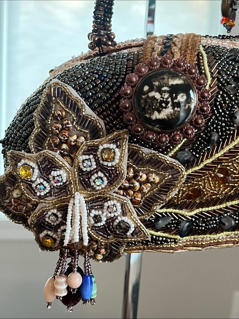 RARE Vintage Mary Frances Archival Beaded Top Handle Bag - 3D Butterfly Motif - Picture 4 of 16